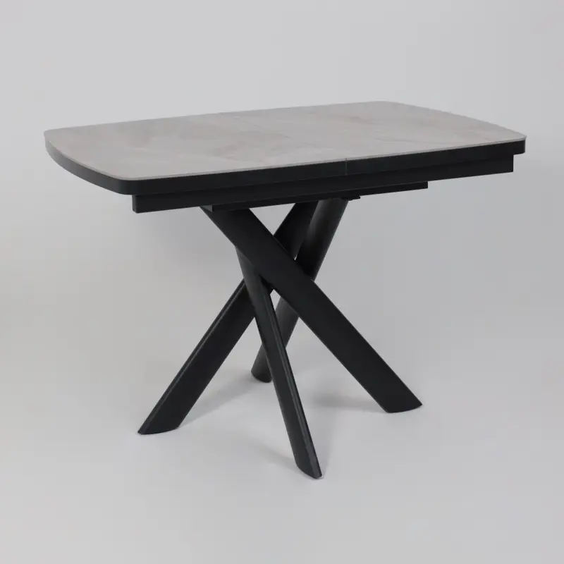 Стол ЛЕОНЕЛЬ-110, раздвижной 110(145)х80, ITALIAN LIGHT GREY GLOSS ST CER/Черный_preview_5