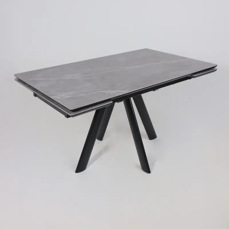 Стол ДЖЕК-140, раздвижной 140(30+30)х85, STONE GREY ST CER/Черный_preview_7