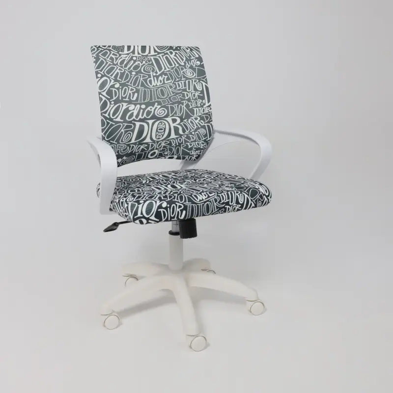 Кресло поворотное RICCI NEW, white, ткань, черно-белая диор_preview_13