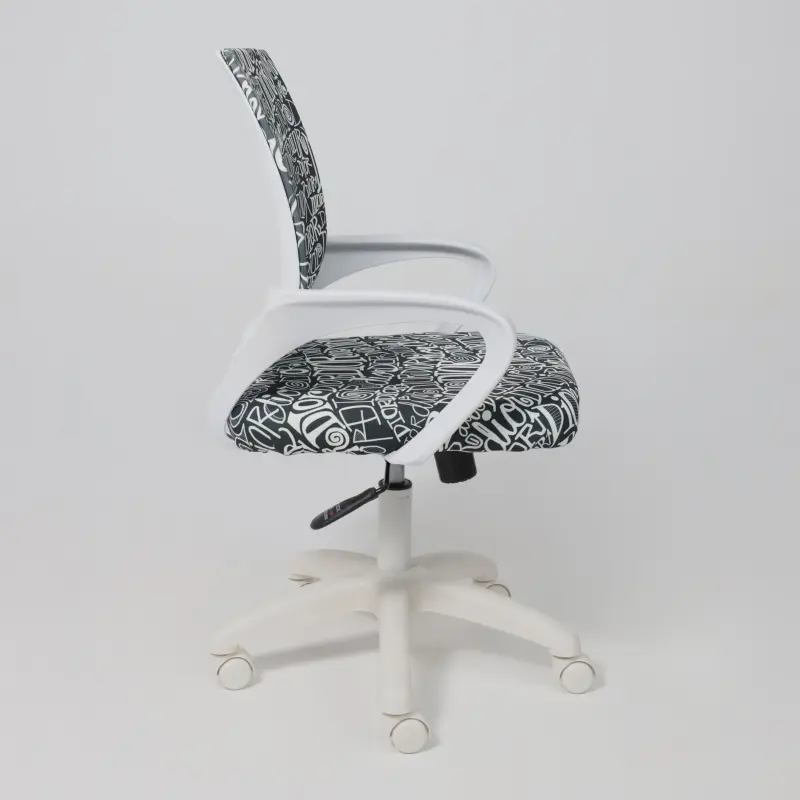 Кресло поворотное RICCI NEW, white, ткань, черно-белая диор_preview_4