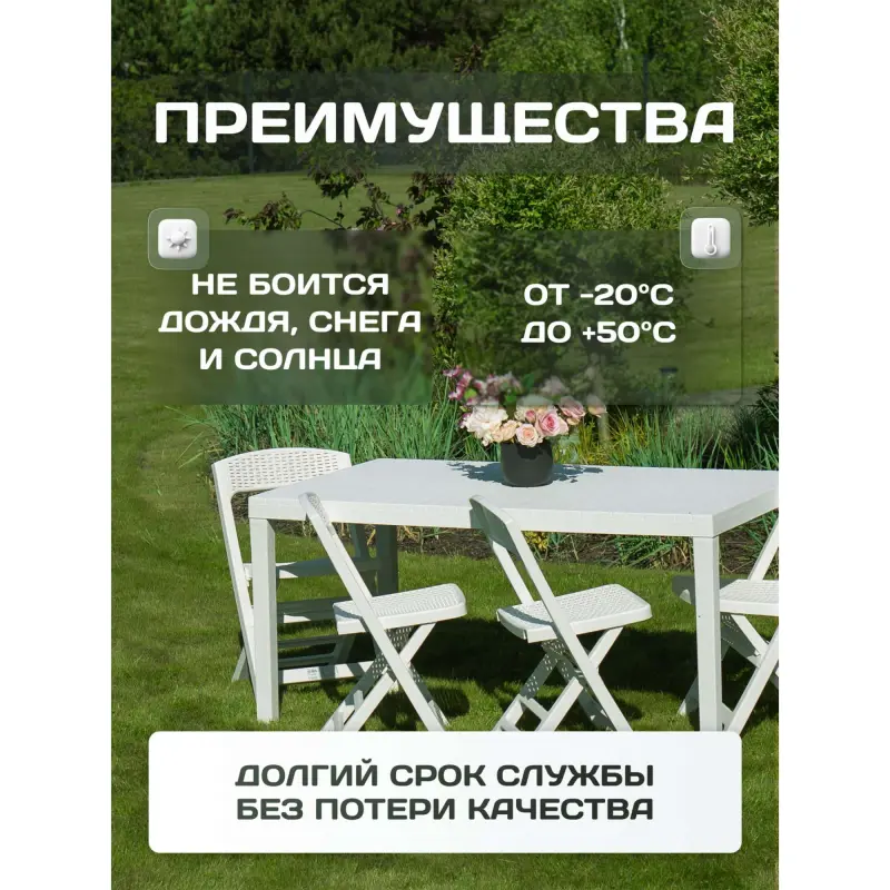 Стол складной PALAU, 150*90*72, белый (пластик)_preview_8