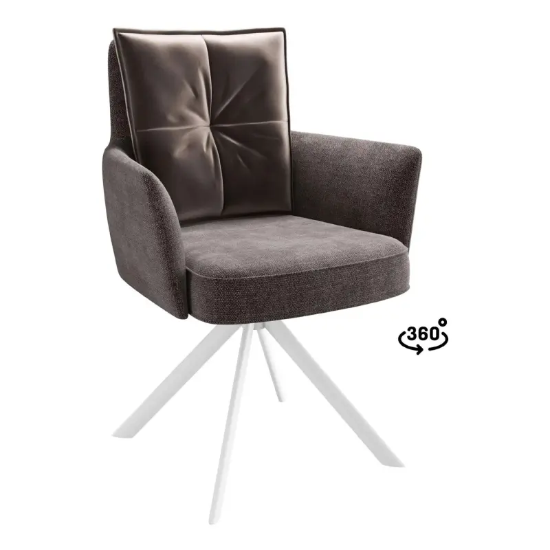 Стул ПОШ-360, поворотный, g26 MOCCO шенилл lux - d05 CAPPUCCINO LUX\белый фотография