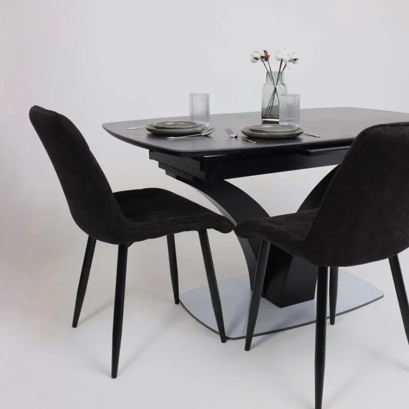 Стол НОТР ДАМ MODERNE, керамика 0 кат. 1400(1800)*850, Камень черный Greys Black /Черный матовый_preview_8
