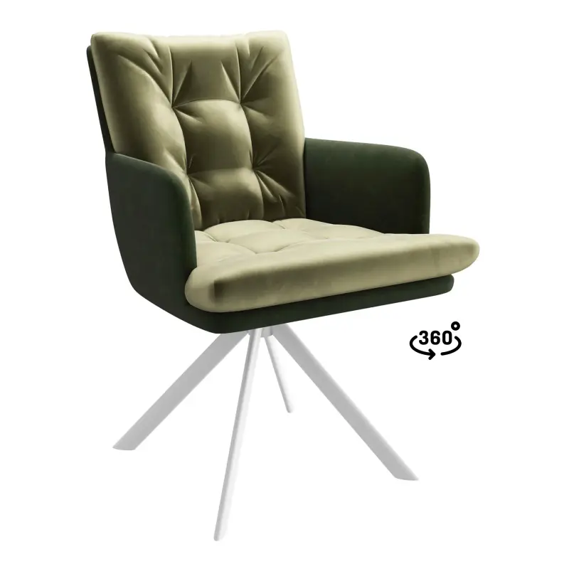 Стул CHARLES-R 360, d12 OLIVE LUX - DEEP GREEN замша lux\белый фотография