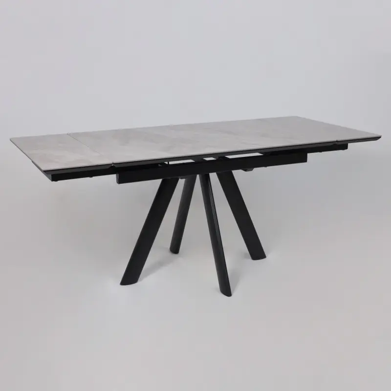 Стол ДЖЕК-120, раздвижной 120(30+30)х80, ITALIAN LIGHT GREY GLOSS ST CER/Черный_preview_14