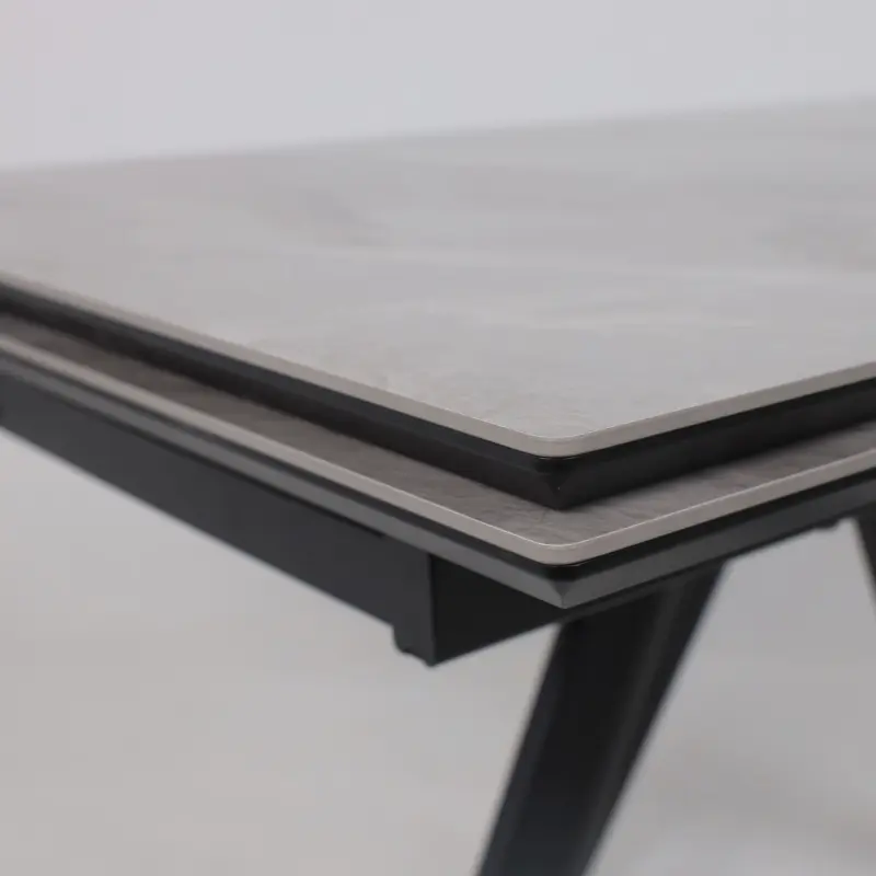 Стол ДЖЕК-120, раздвижной 120(30+30)х80, ITALIAN LIGHT GREY GLOSS ST CER/Черный_preview_9