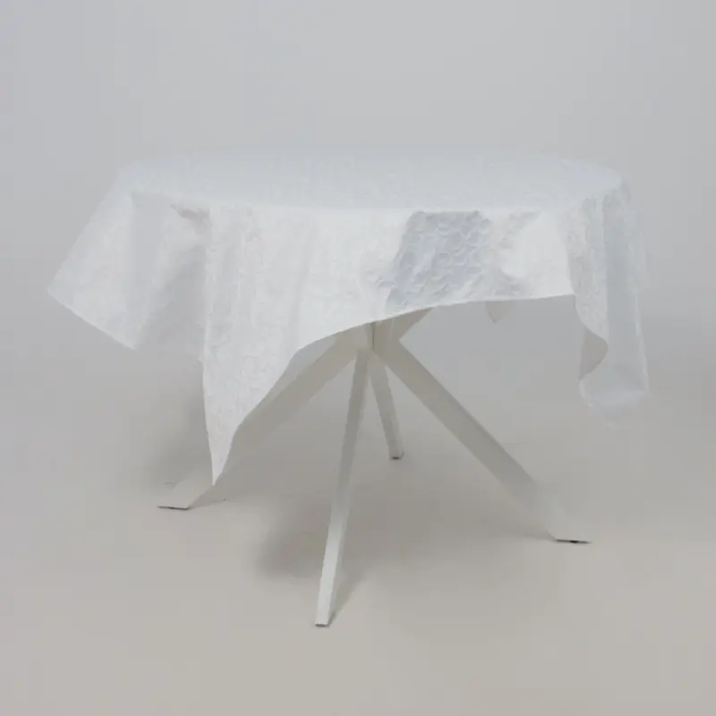 Скатерть грязеотталкивающая, круглая д.150см, рококо 2695, белый 010101_preview_6