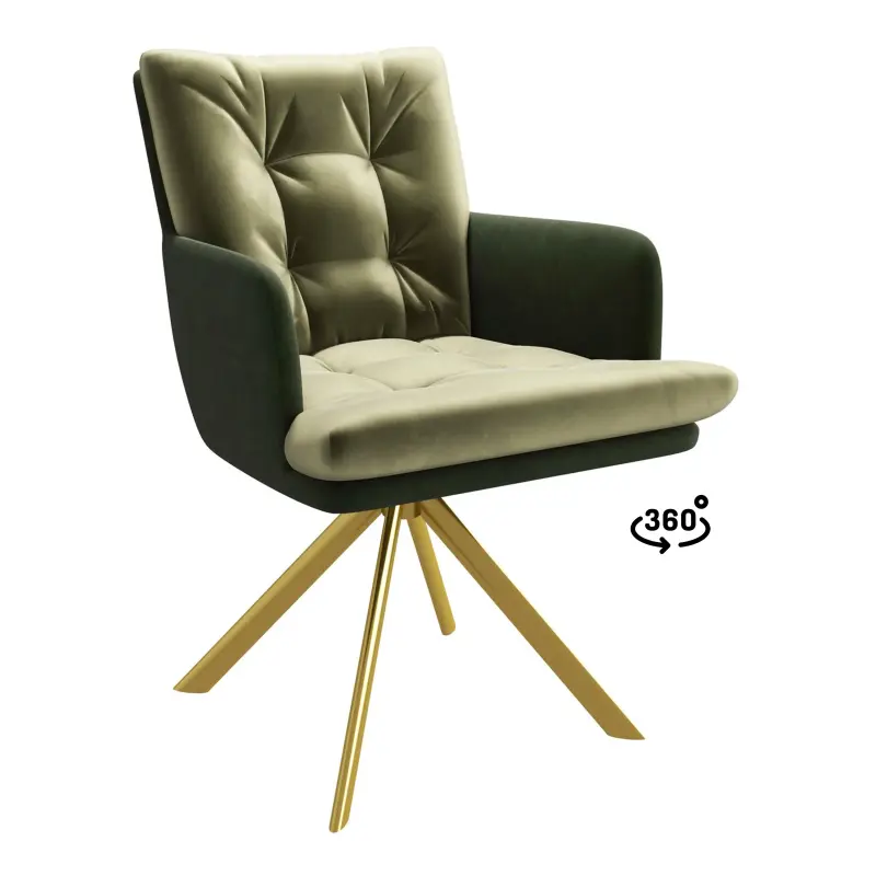 Стул CHARLES-R 360, d12 OLIVE LUX - DEEP GREEN замша lux\золото фотография