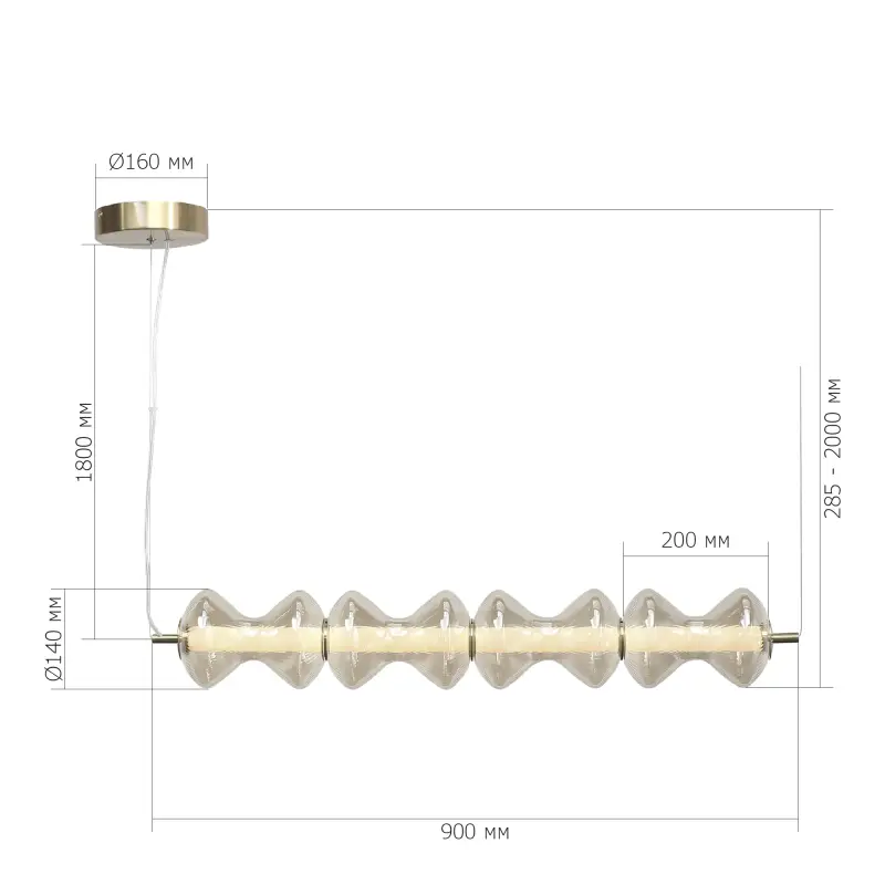 Светильник подвесной ST-Luce золото/коньячный LED 1*22W 3000K SPINE_preview_5