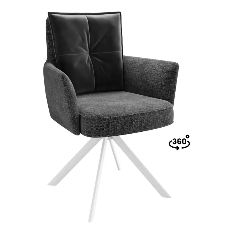 Стул ПОШ-360, поворотный, g22 GRAPHITE шенилл lux - d10 HEMATITE LUX\белый фотография