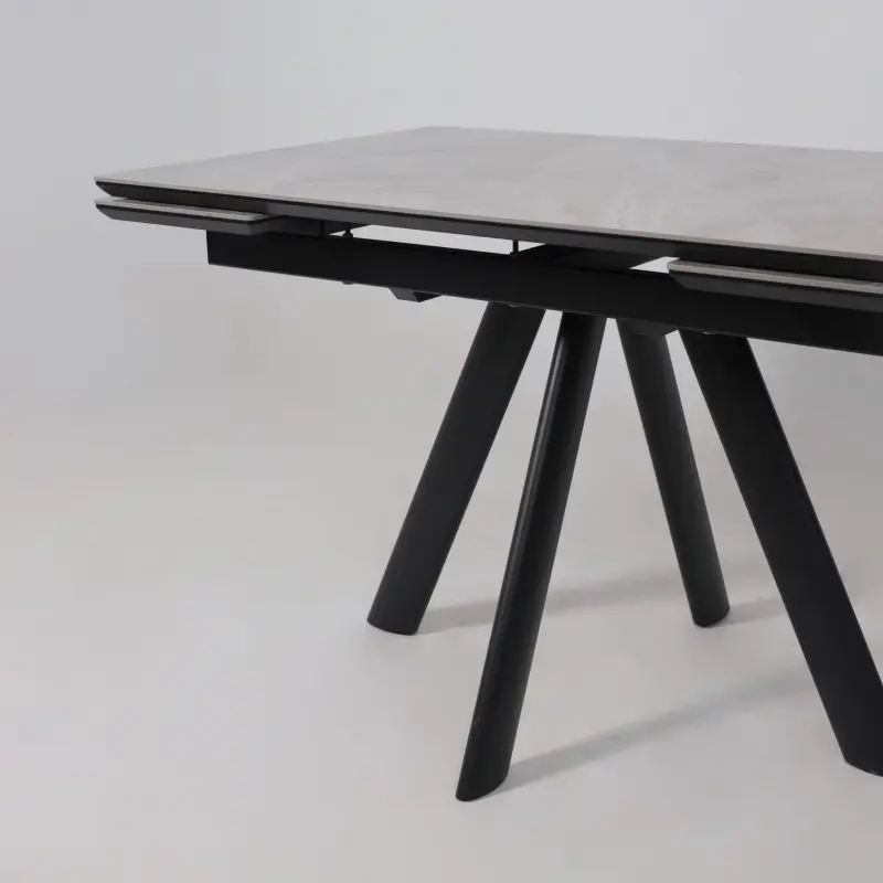Стол ДЖЕК-120, раздвижной 120(30+30)х80, ITALIAN LIGHT GREY GLOSS ST CER/Черный_preview_11