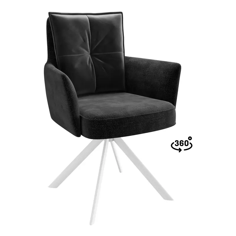 Стул ПОШ-360, поворотный, g25 ANTRACITE шенилл lux - d10 HEMATITE LUX\белый фотография
