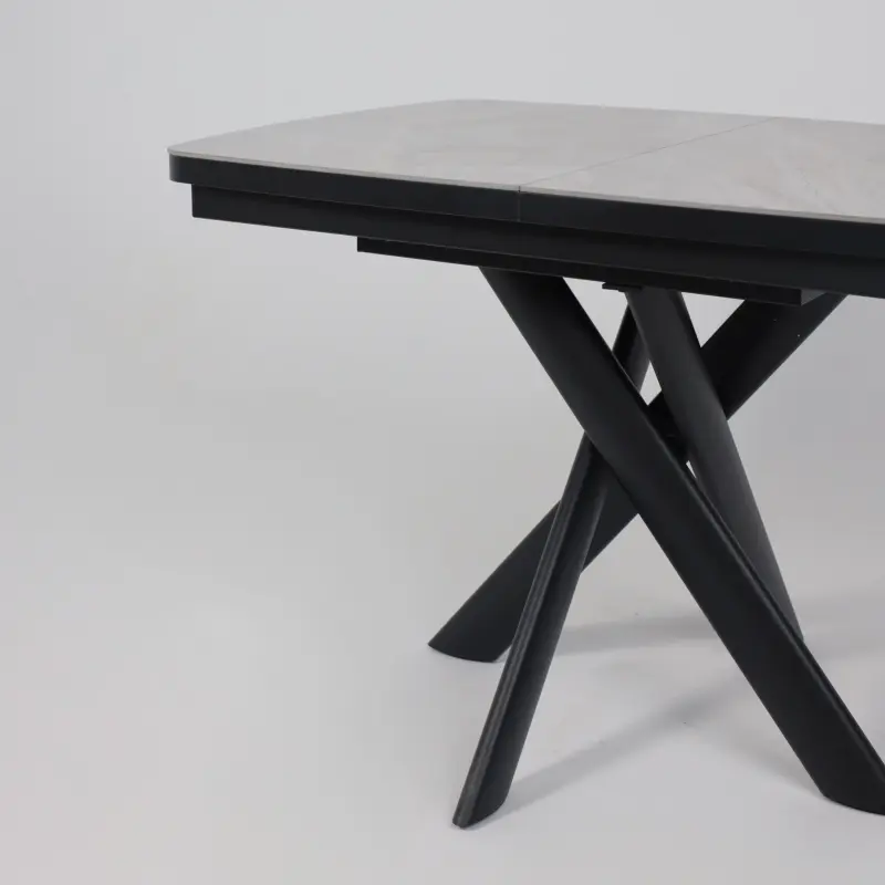 Стол ЛЕОНЕЛЬ-110, раздвижной 110(145)х80, ITALIAN LIGHT GREY GLOSS ST CER/Черный_preview_11