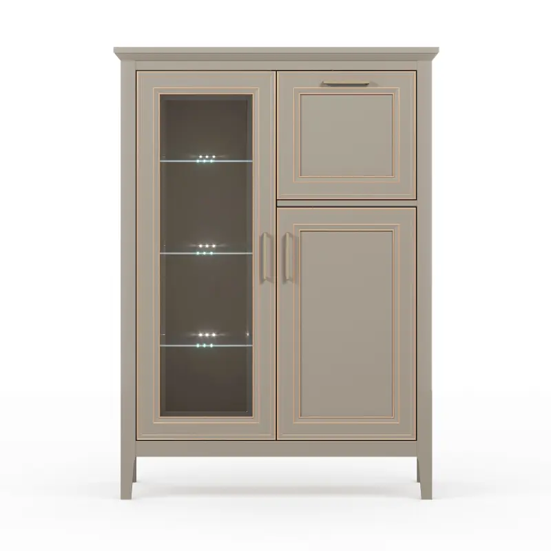 Н.м. "CLASSIC" тумба KOM1W1D1B с подсветкой, к.Глиняный серый/ф.Глиняный серый_preview_4