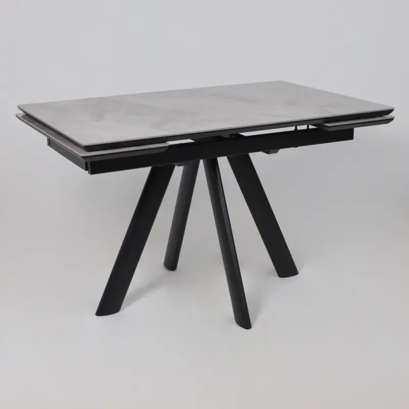 Стол ДЖЕК-120, раздвижной 120(30+30)х80, ITALIAN LIGHT GREY GLOSS ST CER/Черный_preview_6
