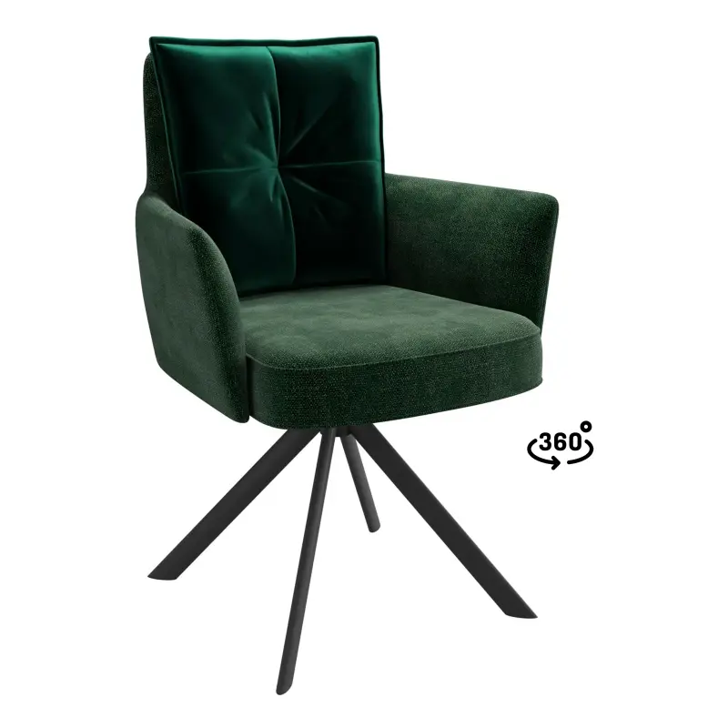 Стул ПОШ-360, поворотный, g14 DARK GREEN шенилл lux - d13 DARK GREEN LUX\черный фотография