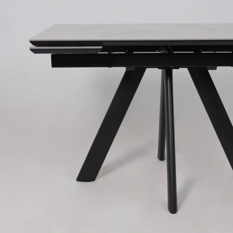 Стол ДЖЕК-120, раздвижной 120(30+30)х80, ITALIAN LIGHT GREY GLOSS ST CER/Черный_preview_10