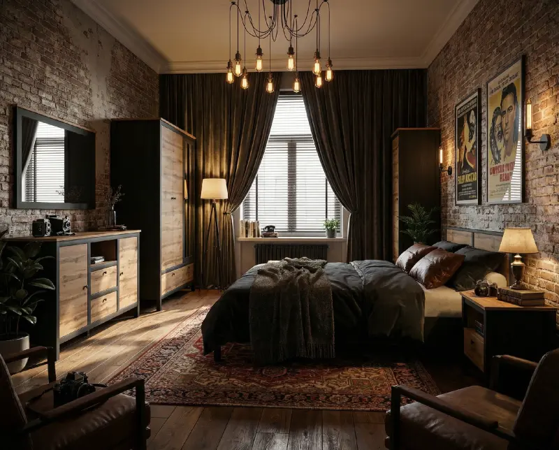 Спальня LOFT, дуб вотан. Комплект №2 фотография