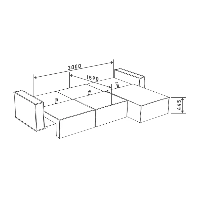 Угловой диван кровать трехсекционный Веннем ASH + ASH + SZEZ+ BOK L+P Grain 190, бежевый_preview_15