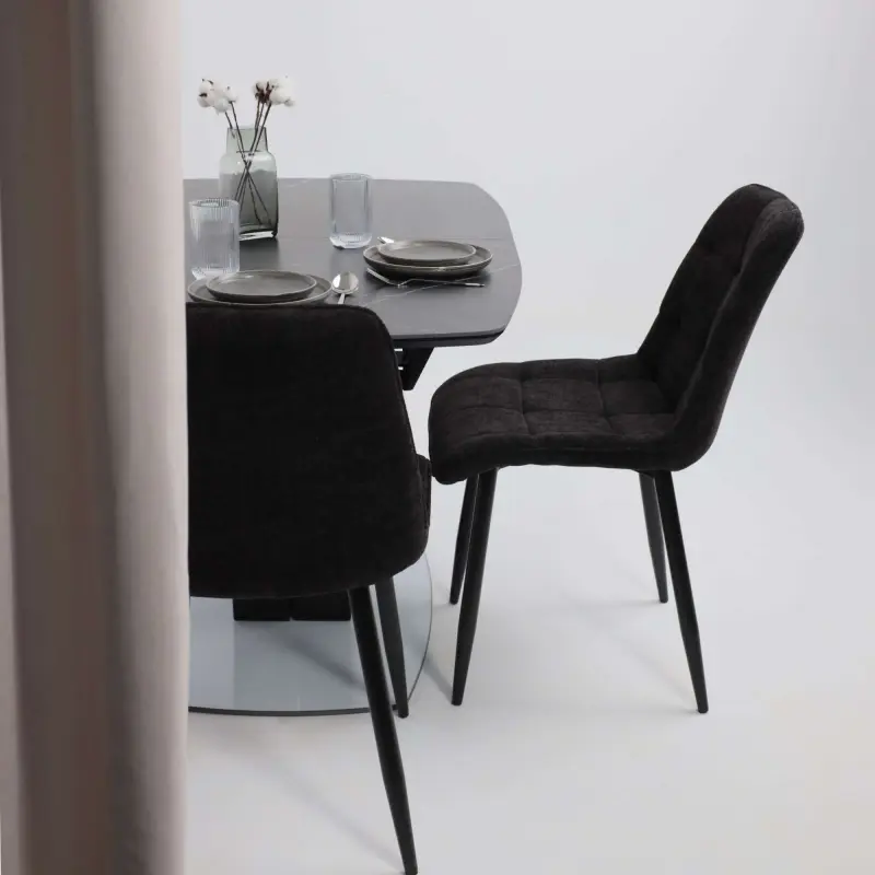 Стол НОТР ДАМ MODERNE, керамика 0 кат. 1400(1800)*850, Камень черный Greys Black /Черный матовый_preview_7