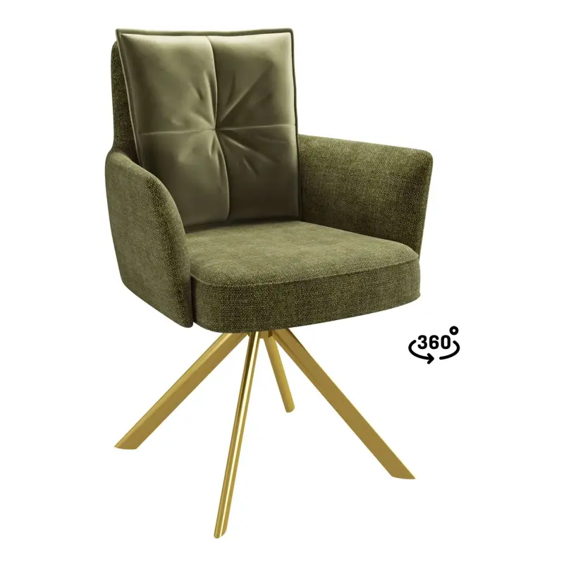 Стул ПОШ-360, поворотный, g12 OLIVE шенилл lux - d12 OLIVE LUX\золото фотография
