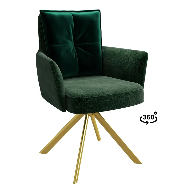 Стул ПОШ-360, поворотный, g14 DARK GREEN шенилл lux - d13 DARK GREEN LUX\золото фотография