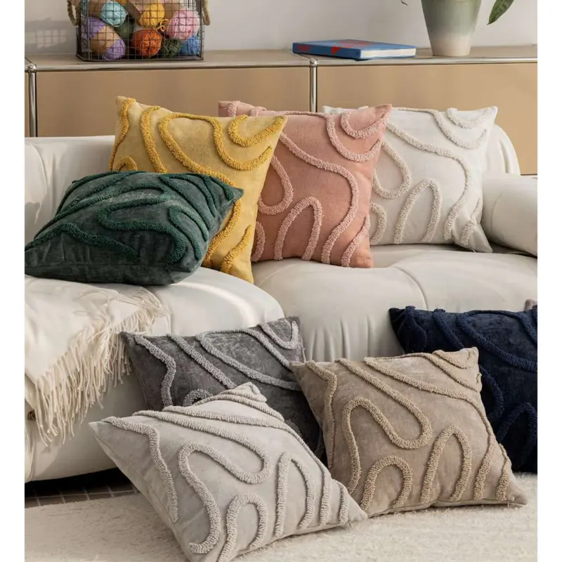 Подушка декоративная МАТЕХ TUFTED LINES 45*45*10. Цвет серый, арт. 67-627_preview_2