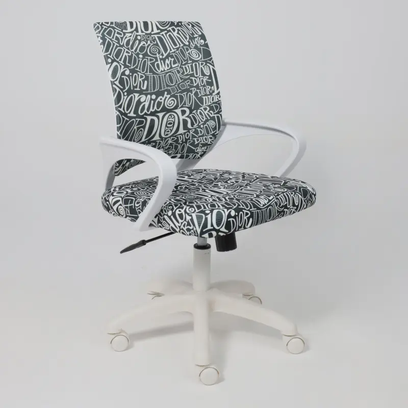 Кресло поворотное RICCI NEW, white, ткань, черно-белая диор_preview_3