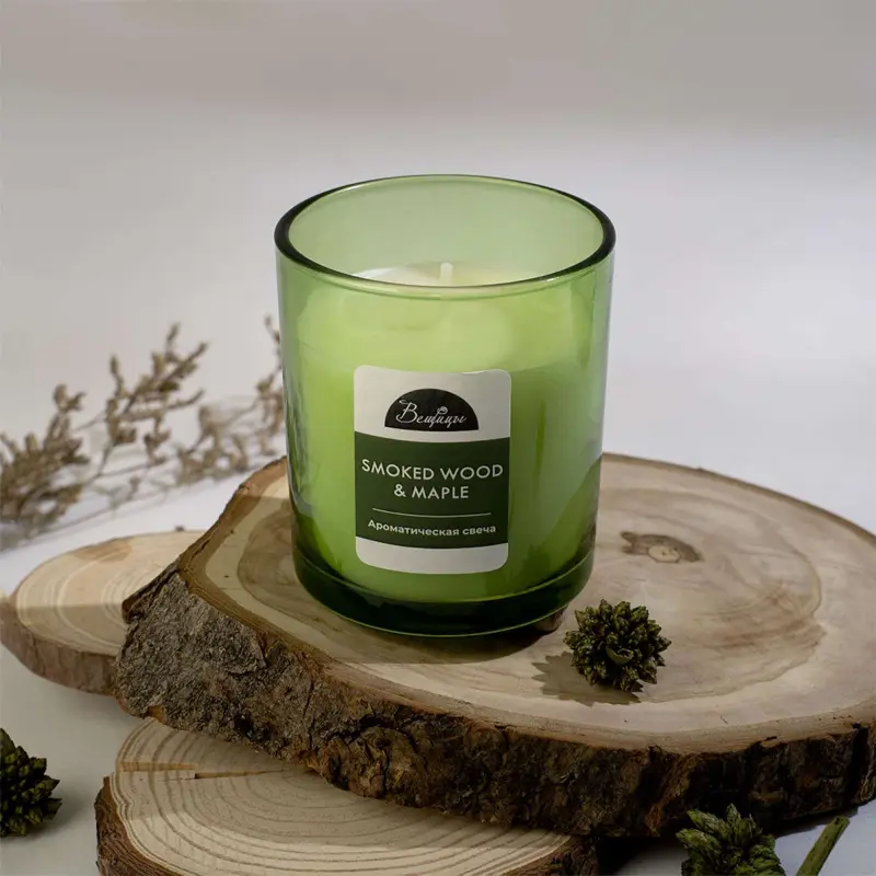 Ароматическая свеча SMOKED WOOD & MAPLE в стекле, Д70 Ш70 В78_preview_2