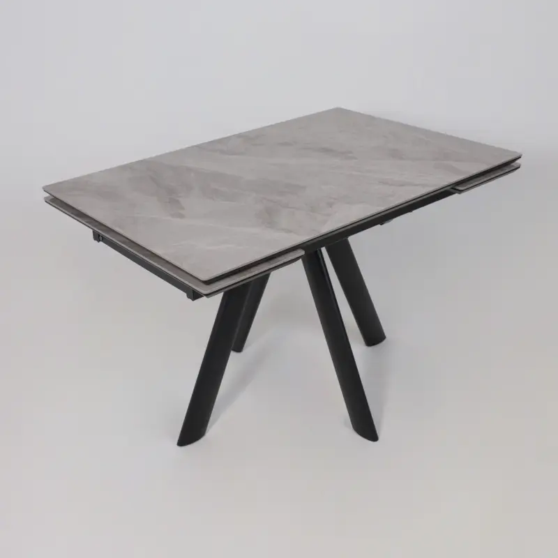 Стол ДЖЕК-120, раздвижной 120(30+30)х80, ITALIAN LIGHT GREY GLOSS ST CER/Черный_preview_7
