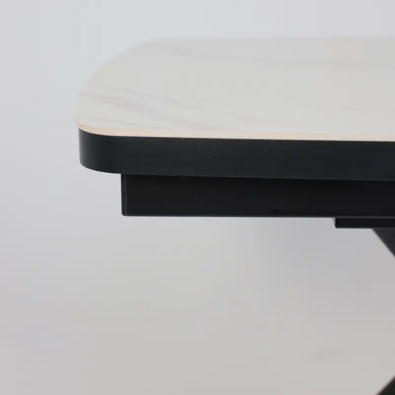 Стол ЛЕОНЕЛЬ-110, раздвижной 110(145)х80, COROLLA WHITE GLOSS ST CER/Черный_preview_11