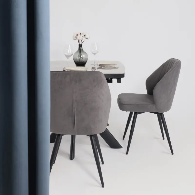 Стол ЛЕОНЕЛЬ-110, раздвижной 110(145)х80, ITALIAN LIGHT GREY GLOSS ST CER/Черный_preview_3