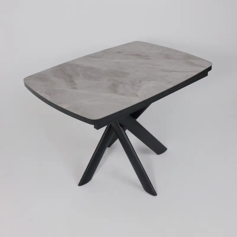 Стол ЛЕОНЕЛЬ-110, раздвижной 110(145)х80, ITALIAN LIGHT GREY GLOSS ST CER/Черный_preview_6