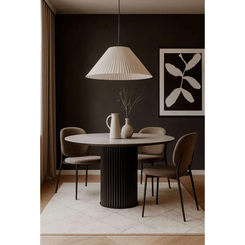 Стол АСКАР-116, нераздвижной круглый 116, AVENUE GREY PREMIUM CER/Черный_preview_2