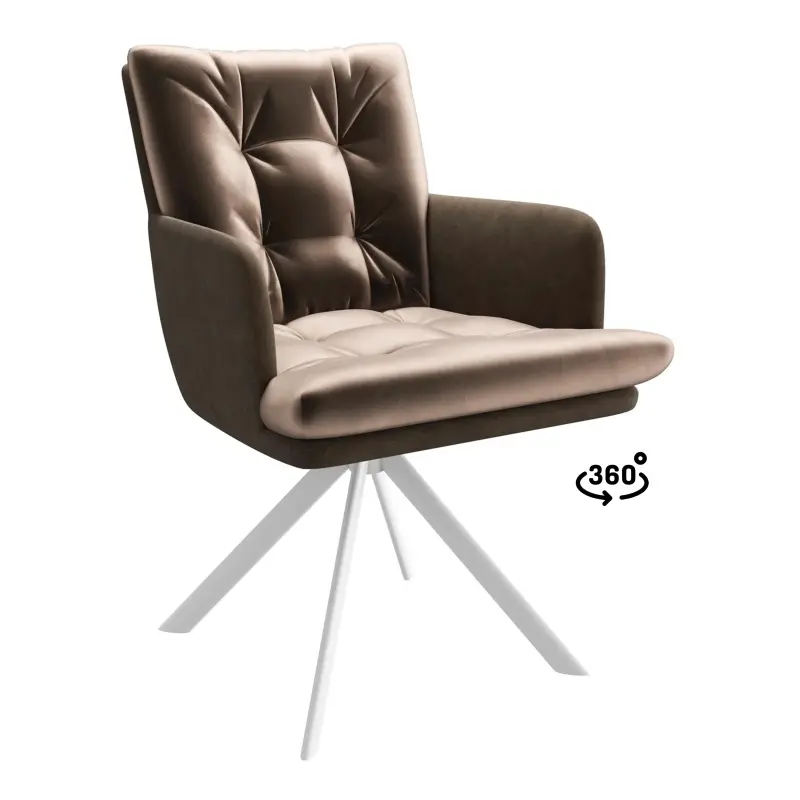 Стул CHARLES-R 360, d05 CAPPUCINO LUX - MOCCO замша lux\белый фотография