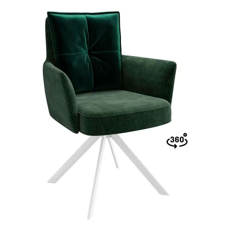 Стул ПОШ-360, поворотный, g14 DARK GREEN шенилл lux - d13 DARK GREEN LUX\белый фотография