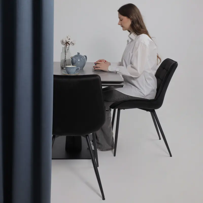Стол AV 2119, МДФ+керамика, раздвижной 1200 (1800)*800 серый, матовый LARKA GREY/черный_preview_2