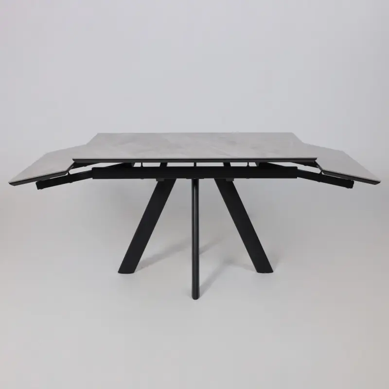 Стол ДЖЕК-120, раздвижной 120(30+30)х80, ITALIAN LIGHT GREY GLOSS ST CER/Черный_preview_16