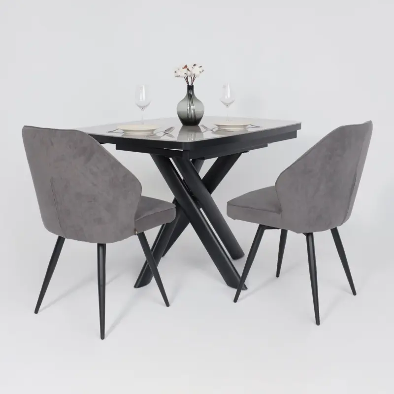 Стол ЛЕОНЕЛЬ-110, раздвижной 110(145)х80, ITALIAN LIGHT GREY GLOSS ST CER/Черный_preview_4