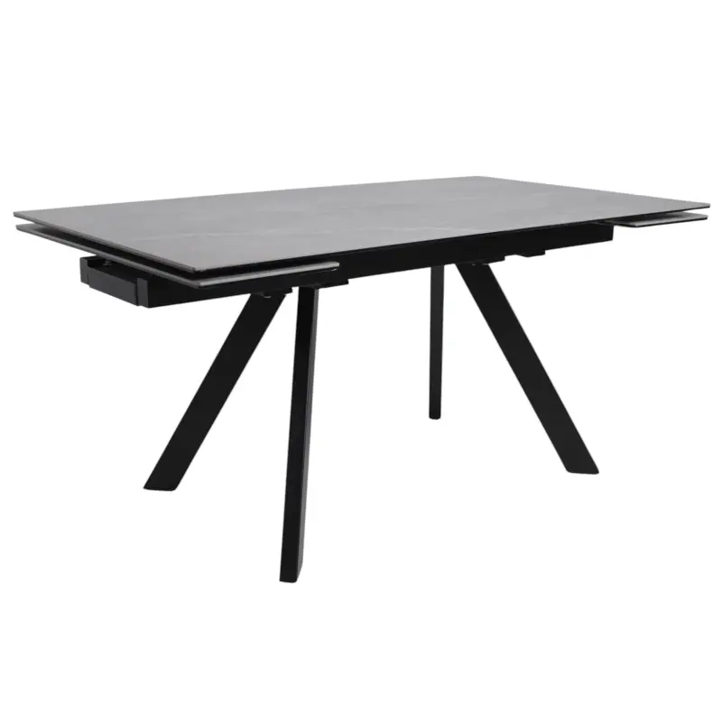 Стол МОНАКО NEW,керамика 0 кат. 1600(2240)*900, Камень серый Greys Grey/Черный матовый фотография