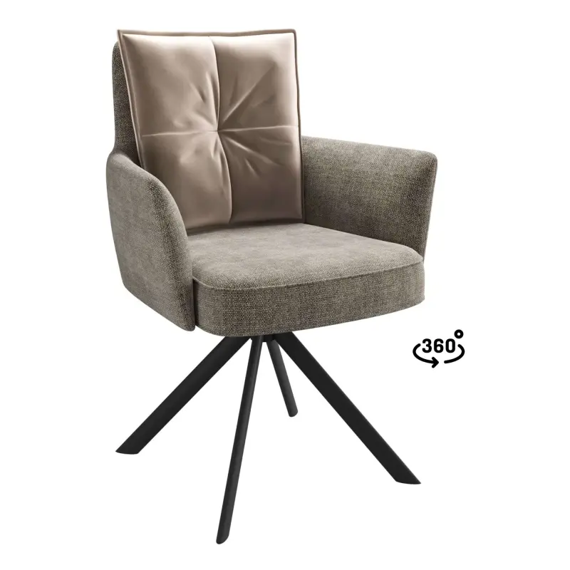 Стул ПОШ-360, поворотный, g05 GREY BEIGE шенилл lux - d07 PEARL GREY LUX\черный фотография