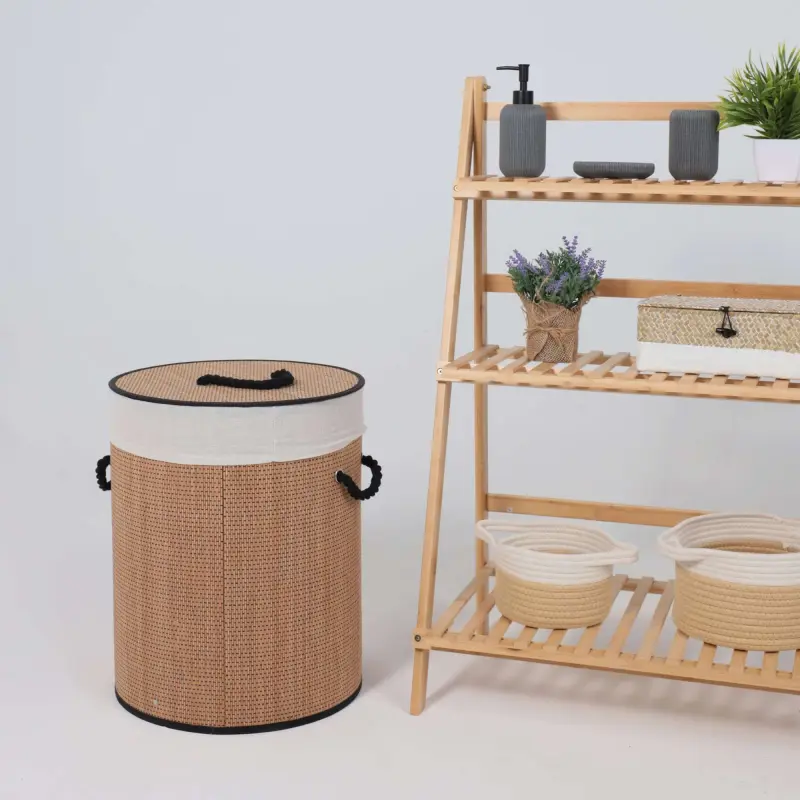 Корзина BAMBOO DUO, круглая, темный, d40*50см_preview_8
