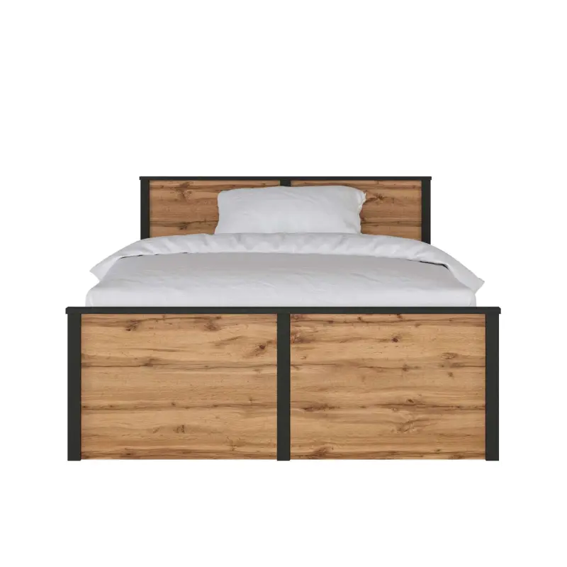 Н.м. "LOFT" кровать LOZ120х200 М, к.Дуб вотан+Черный/ф.Дуб вотан фотография