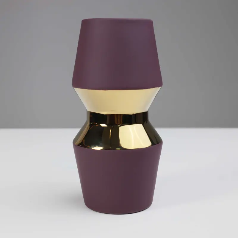 Ваза керамическая ASTOR, фиолетовый+золотой, 12*25см_preview_3