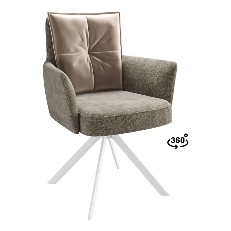 Стул ПОШ-360, поворотный, g05 GREY BEIGE шенилл lux - d07 PEARL GREY LUX\белый фотография