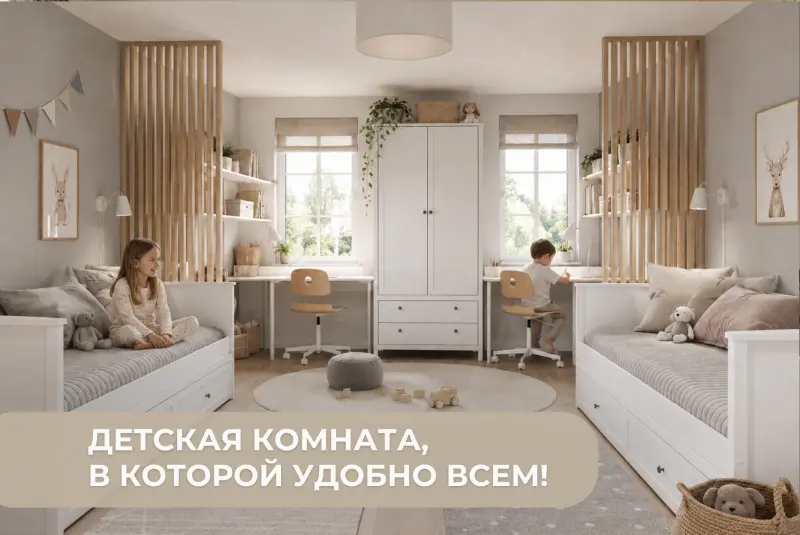 Как сделать детскую удобной для двоих детей превью
