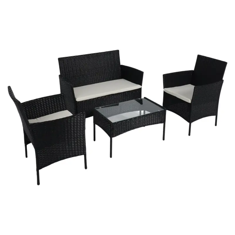 Комплект мебели PATIO (кресло 2шт, диван 1шт, стол 1шт), черный фотография