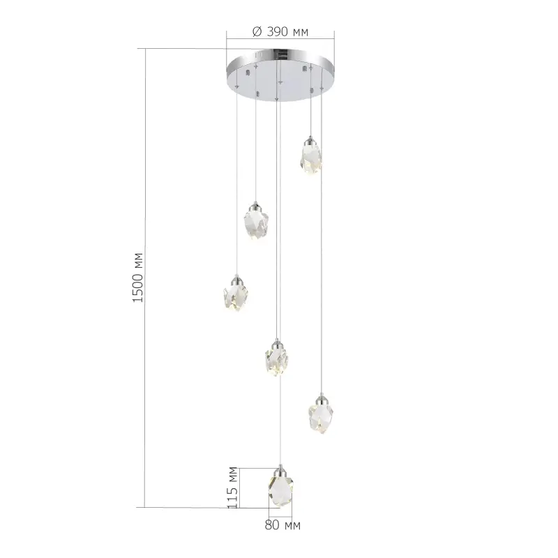 Светильник подвесной ST-Luce Хром/Прозрачный LED 6*3W 3000K CASCATO_preview_4