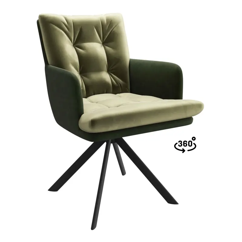 Стул CHARLES-R 360, d12 OLIVE LUX - DEEP GREEN замша lux\черный фотография