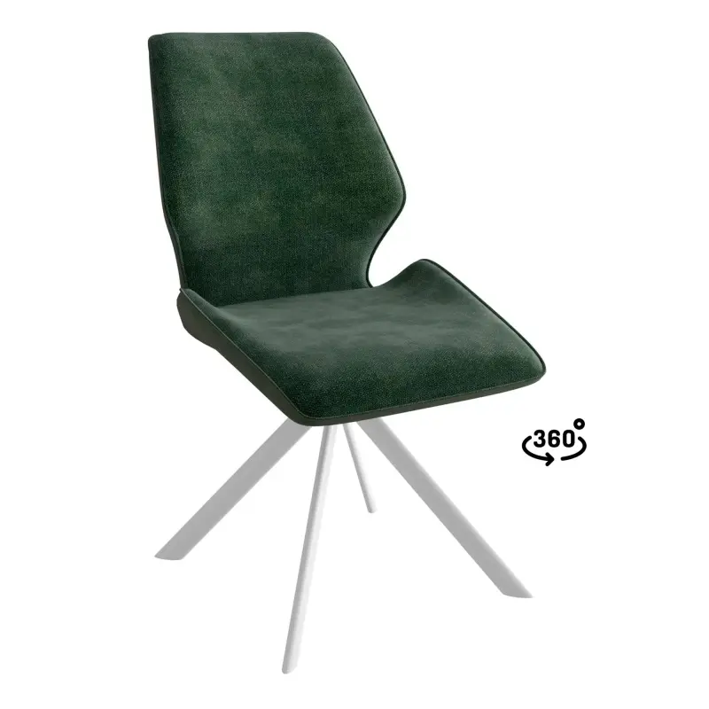Стул BATMAN-R 360, g14 DARK GREEN шенилл lux - DEEP GREEN замша lux\белый фотография